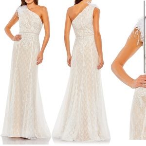Mac Duggal One Shoulder Lace Wedding Gown